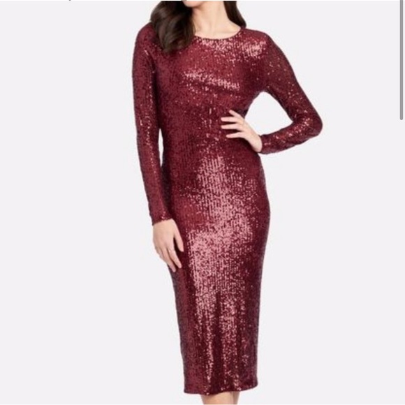 SEQUIN COWL BACK MIDI DRESS - Picture 3 of 4